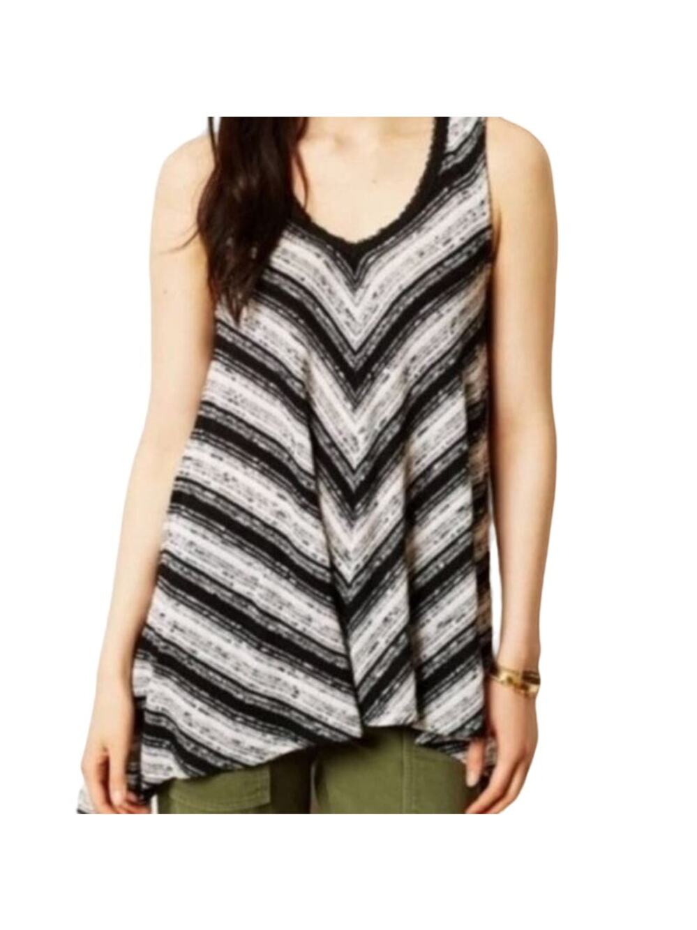 Anthropologie Meadow Rue Chevron Knit Tank Top Womens Size Small